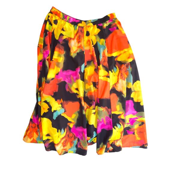 MOON ORCHID Plus Size 18 20 Bright Colorful Skirt - Black, Yellow, Orange - Picture 1 of 5